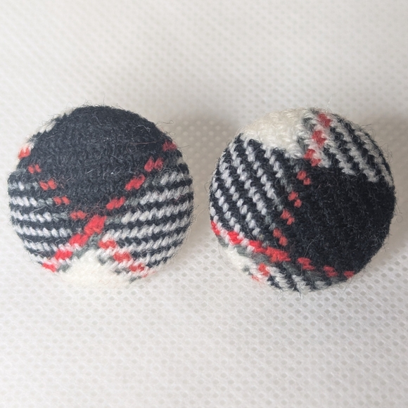 Vintage Jewelry - Vintage Plaid Flannel Prep School Earrings